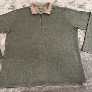 Eddie Bauer Men’s 1/4 Zip Sweater | Medium | Dark Olive | Cotton Wool XL